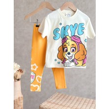 Tiny Style Kids Kız Çocuk Paw Petrol Skye Baskılı Tshirt ve Tayt Takım 7-8 Yaş