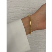 Çelik Bileklik - Kemik Model Trend Kararmaz Solmaz Çelik Kelepçe Bileklik  Gold