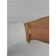 Çelik Bileklik - Kemik Model Trend Kararmaz Solmaz Çelik Kelepçe Bileklik  Gold