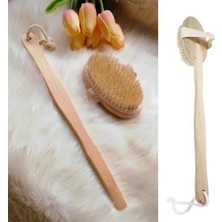 Teknoliman ® Doğal At Kılı Sapı Çıkabilen Ahşap Banyo Fırçası – Derinlemesine Vücut Temizliği