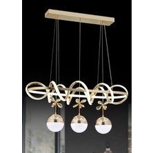 Yemek Masası - Sarmaşık 3 Top Gold - LED Avize - 3 Renk
