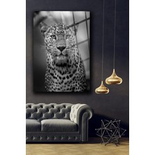 Marsilyan Siyah Beyaz Çita Cam Tablo Duvar Dekarasyonu