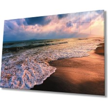 Marsilyan- Gün Batımı Deniz Sahil Dalga Manzaralı Cam Tablo