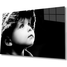 Marsilyan- Siyah Beyaz Insan Fotoğrafları Kadın Cam Tablo