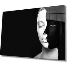 Marsilyan- Kadınlar Gerçeklik ve Silüet Ying Yang Cam Tablo