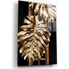 Marsilyan- Gold Yapraklar Cam Tablo