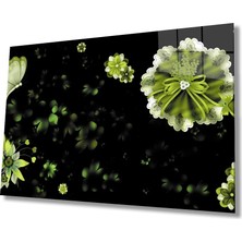 Marsilyan- Siyah Çiçek Yeşil Cam Tablo
