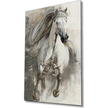 Marsilyan- Beyaz At  Cam Tablo, White Horse
