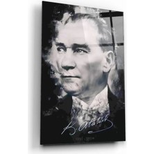 Marsilyan- Atatürk Silüeti ve Imzası Cam Tablo