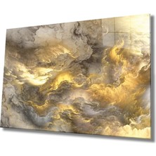 Marsilyan- Altın Soyut Illüstrasyon Cam Tablo