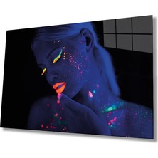 Marsilyan- Yeşil Sarı Turuncu Mor Parıltılı Kadın Cam Tablo