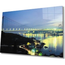 Marsilyan- Istanbul Gece Boğaz Köprüsü Manzarası Cam Tablo