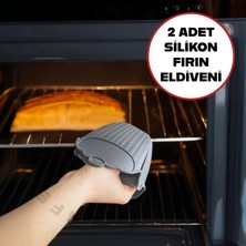 2 Adet Silikon Fırın Eldiveni Tutucu Isı Yalıtımlı Mikrodalga Fırın Tencere Tepsi Tutmaç Seti