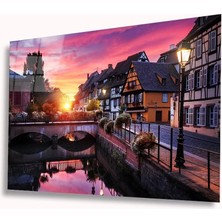 Marsilyan- Köprü Yansıma ve Evler Cam Tablo