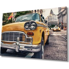 Marsilyan- Klasik Araba Sokak Bina Cam Tablo Ev ve Ofis Duvar Dekoru