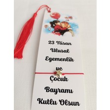 23 Nisan Hediyesi 10 Adet Püsküllü Kitap Ayracı ve Yıldız Figürlü Bileklik Okul Hediye