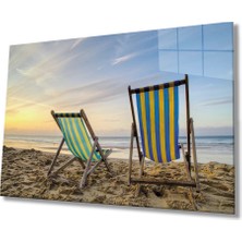 Marsilyan- Gün Batımı Sahil Manzaralı Cam Tablo