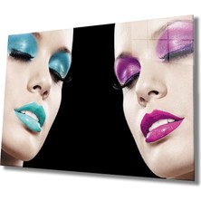 Marsilyan- Kadınlar Makyaj Mavi Pembe Cam Tablo Makeup Blue Pink