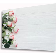 Marsilyan- Pembe Beyaz Güller Cam Tablo