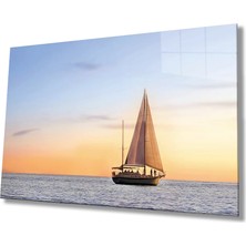 Marsilyan- Gün Batımı Deniz Yelken Cam Tablo   Sunset Sea Sail