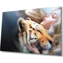 Marsilyan- Aslan ve Kadın Cam Tablo