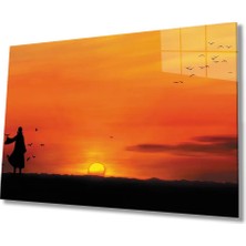 Marsilyan- Gün Batımında Kuşlar Cam Tablo