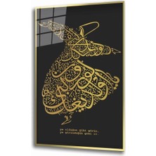 Marsilyan- Mevlana Semazen Sarı Siyah Cam Tablo