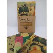 Verafood Balmumu Beeswax Saklama Bezi Patili Dostlar Serisi (30*30 Bez,30*30 Bez,30*30 Bez)