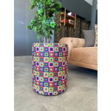 Akse Design Renkli Etnik Desen Puf