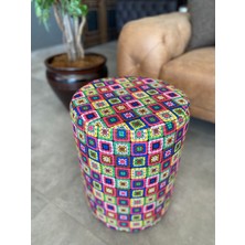 Akse Design Renkli Etnik Desen Puf