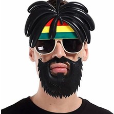 Rasta Peruklu Rasta Sakallı Bob Marley Bıyıklı Parti Gözlüğü 27X18 cm (4887)