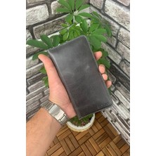 Derije Hakiki Deri Antik Gri Telefon Girişli Erkek Portföy Cüzdan (T1508)