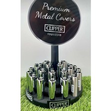 Clipper Parlak Gümüş Taşlı Çakmak