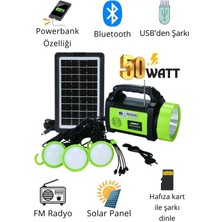 DT-9036 Solar Enerjili Işıldak El Feneri | Mp3 - Radyo - Bluetooth Destekli | Güneş Paneli Dahil