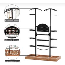Bga 53 cm  Ayarlanabilir Takı Standı Kolye Küpe Ahşap Tabanlı Takı Organizatör Aksesuar Standı