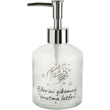 Cam Sıvı Sabunluk,lütfen Yazılı 300ML Banyo Seti  7,6X15,5CM