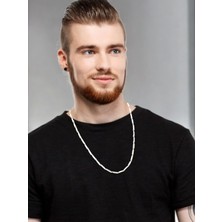 Üçgen Bakla Model Parlak Kolye - Erkek Kadın Için Şık Aksesuar, 60 cm