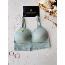 Celine C Cup Bambu Hisli Ultra Rahat Polamid Kumaştan Dokulu Dantel Detaylı Balensiz Desteksiz Sütyen