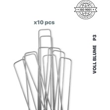 Voll Blume P3 25CM 15CM Çelik Metal Peyzaj Kazığı Bahçe Demiri Kaymaz Kancalı Branda Çivisi Paslanmaz Çelik Gümüş 10 Adet