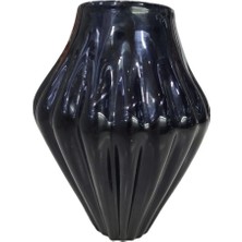 Siyah Vazo 29X20 Ağız Çap 10CM Taban 8cm Sofistike Dekoratif Süsleme Dekorasyon Parlak 1 Adet