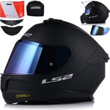 Ls2 Stream 2 Mat Siyah Full Face Motosiklet Kaskı Mavi Camlı