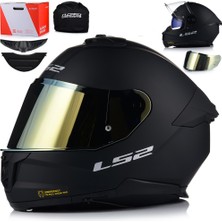 Ls2 Stream 2 Mat Siyah Full Face Motosiklet Kaskı Gold Camlı