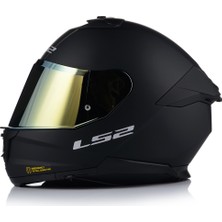 Ls2 Stream 2 Mat Siyah Full Face Motosiklet Kaskı Gold Camlı