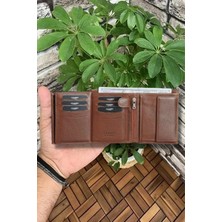 Derije Hakiki Deri Taba Çok Bölmeli Dikey Erkek Cüzdanı (T180)
