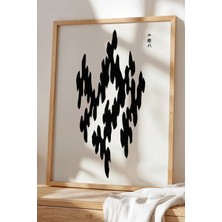 Artiera Doğal Ahşap Çerçeveli Japandi Minimalist Motifler Tablo