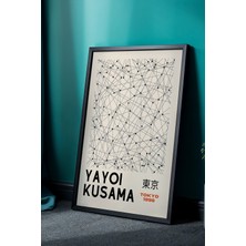 Artiera Doğal Ahşap Çerçeveli Kusama Noktalar Japandi Tablo