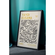 Artiera Siyah Beyaz Zarafet: Dalgalar Desenli Doğal Ahşap Çerçeveli Japandi Modern Çizim