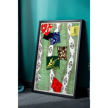 Artiera Japandi Serisi Doğal Ahşap Çerçeveli Tablo - Minimalist Geometrik Desen