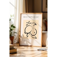 Artiera Minimalist Meyve Çizimi Bej Mutfak Doğal Ahşap Çerçeveli Duvar Tablosu