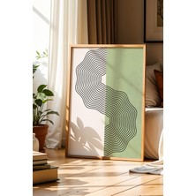 Artiera Minimalist Yeşil Renkli Soyut Ahşap Çerçeveli Duvar Tablosu